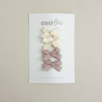 Piggy Ribbon Hair Bow Clips - Set of 4