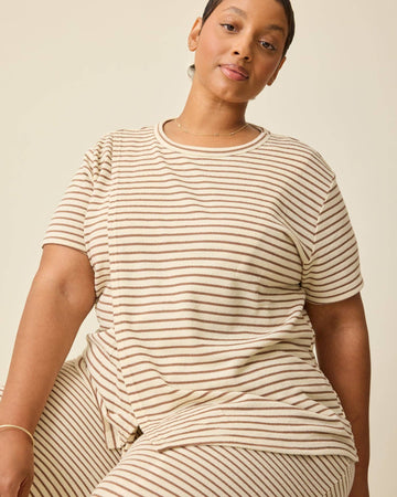 Terry Maternity Set (ivory and brown)