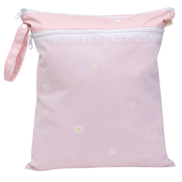 Dual-Compartment Wet/Dry Bag with Mesh Pocket (Daisy Blush)