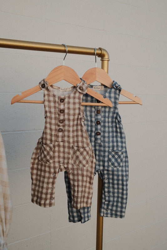 Muslin Gingham Romper (oat)