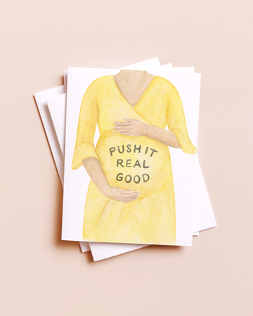 Push It Pregnancy —  Pop Culture Baby Shower Card