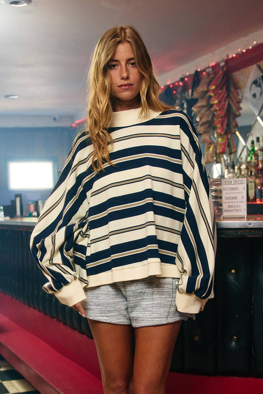 Striped Oversized Crewneck
