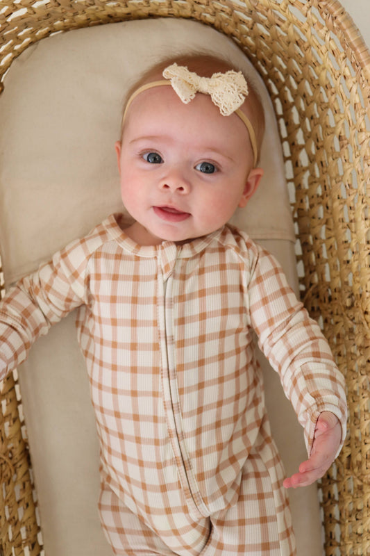 Caramel Gingham Zip Pajamas