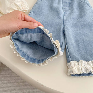Baby Girl Ruffle Denim Wide Leg Pants