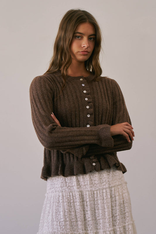 Ruffle Button Knit Cardigan