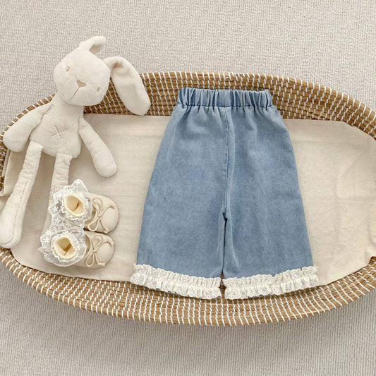Baby Girl Ruffle Denim Wide Leg Pants