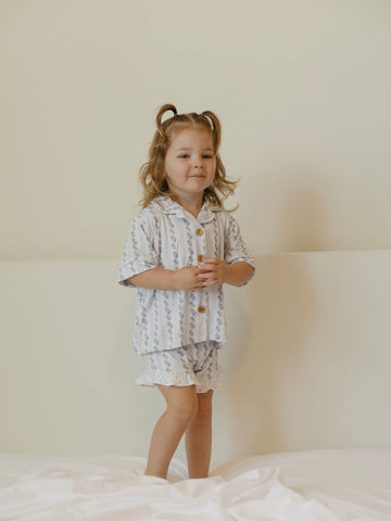 Blue Cottage Rose | Ruffle Short Set