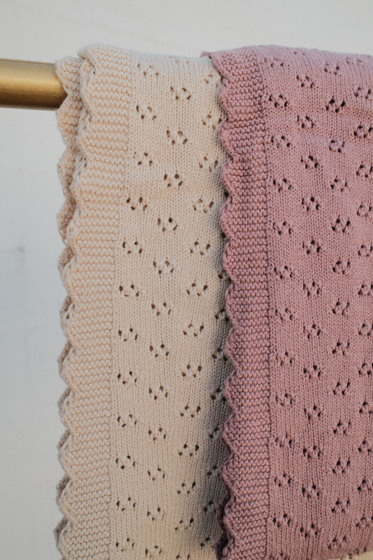 Grace Knitted Cotton Baby Blanket