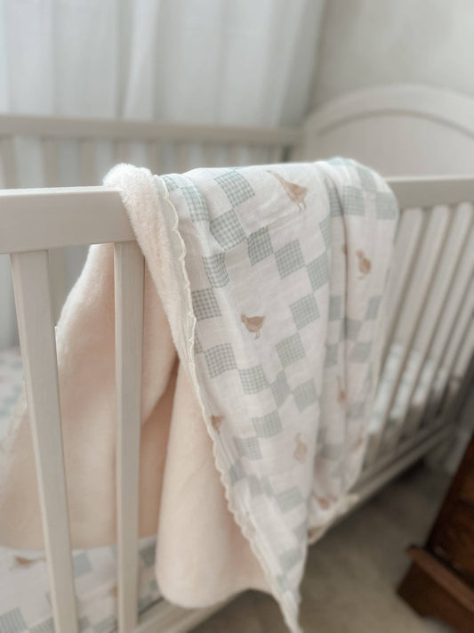 Goosey Gander Fur Lined Cot Blanket