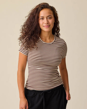 Ribbed Bamboo Crew Neck Nursing T-shirt