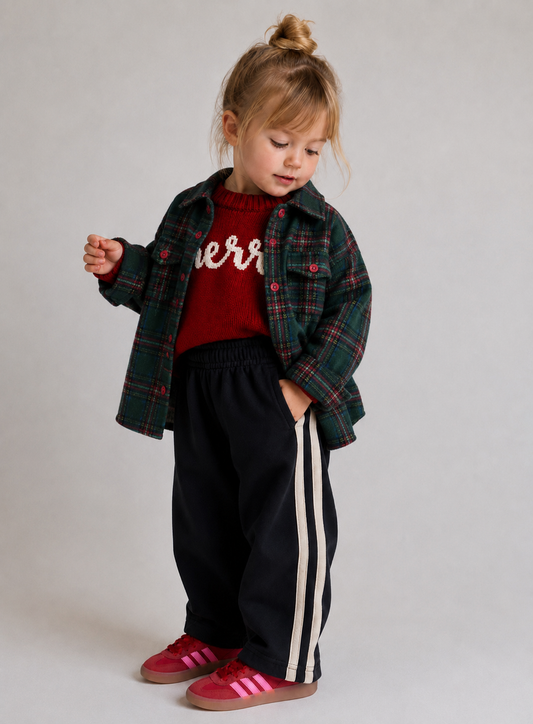Black Double Stripe Pants with pockets